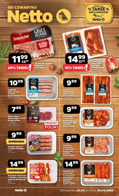 #Majówka - gazetka promocyjna Netto I Patent na tanie grillowanie z Netto! od czwartku 24.04 do niedzieli 27.04