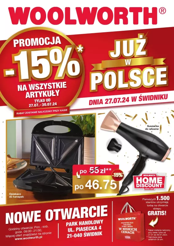 Woolworth - gazetka promocyjna WIELKIE OTWARCIE! ŚWIDNIK, ul. Piasecka 4 od soboty 27.07 do wtorku 30.07