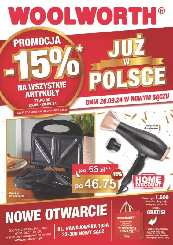 Woolworth - gazetka promocyjna WIELKIE OTWARCIE! NOWY SĄCZ, ul. Nawojowska 193A od czwartku 26.09 do soboty 28.09