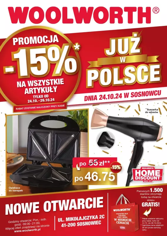 Woolworth - gazetka promocyjna WIELKIE OTWARCIE! SOSNOWIEC, ul. Mikołajczyka 2C od czwartku 24.10 do soboty 26.10