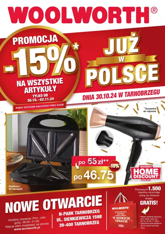 Woolworth - gazetka promocyjna WIELKIE OTWARCIE! TARNOBRZEG, N-Park, ul. Sienkiewicza 159B od środy 30.10 do soboty 02.11