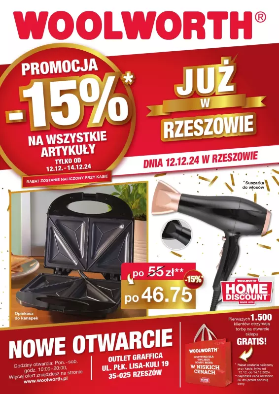 Woolworth - gazetka promocyjna WIELKIE OTWARCIE! RZESZÓW, ul. Płk. Lisa-Kuli 19 od czwartku 12.12 do soboty 14.12