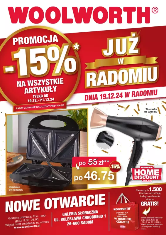 Woolworth - gazetka promocyjna WIELKIE OTWARCIE! RADOM, ul Bolesława Chrobrego 1 od czwartku 19.12 do soboty 21.12