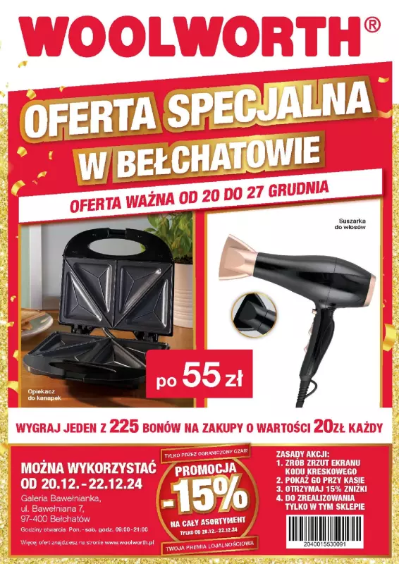 Woolworth - gazetka promocyjna OFERTA SPECJALNA - 15%! BEŁCHATÓW, ul. Bawełniana 7 od piątku 20.12 do piątku 27.12