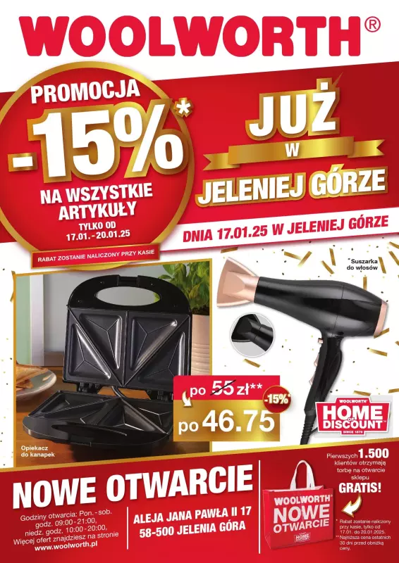 Woolworth - gazetka promocyjna WIELKIE OTWARCIE! JELENIA GÓRA, ul. Jana Pawła II 17 od piątku 17.01 do poniedziałku 20.01