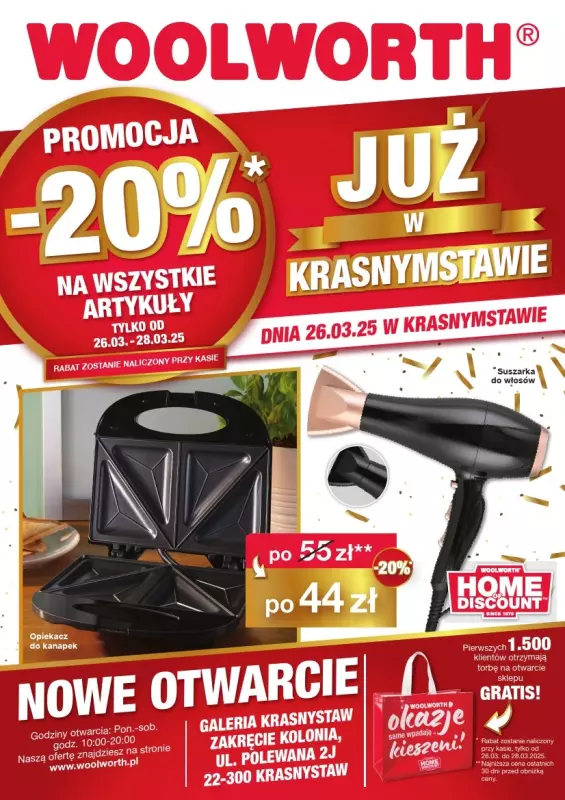 Woolworth - gazetka promocyjna WIELKIE OTWARCIE! KRASNYSTAW, Galeria Krasnystaw, Zakręcie 2J od środy 26.03 do piątku 28.03