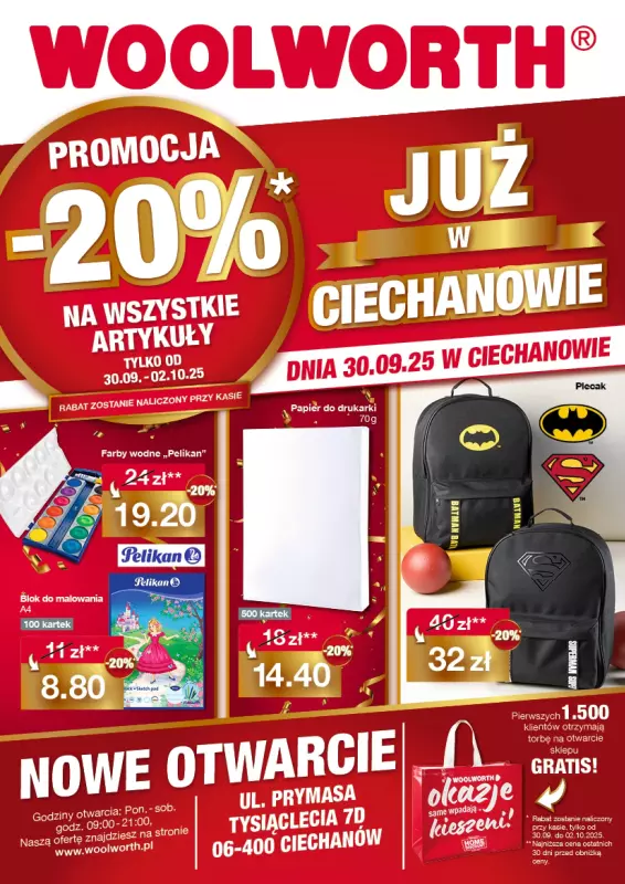 Woolworth - gazetka promocyjna WIELKIE OTWARCIE! CIECHANÓW, ul.Prymasa Tysiąclecia 7D od wtorku 30.09 do czwartku 02.10