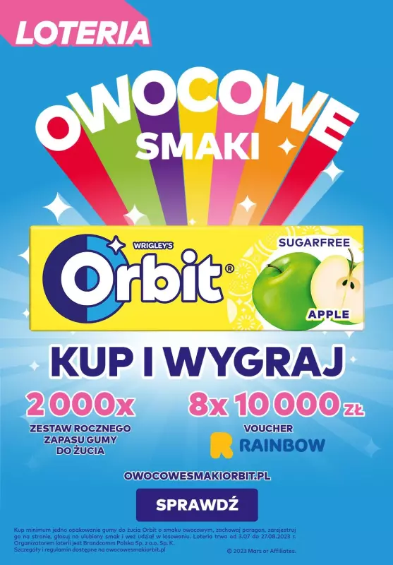 Orbit - gazetka promocyjna Weź udział w loterii Orbit! od poniedziałku 17.07 do środy 19.07