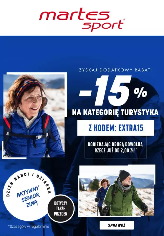 Martes Sport - gazetka promocyjna Dodatkowe -15% na kategorię turystyka od środy 22.01 do środy 22.01