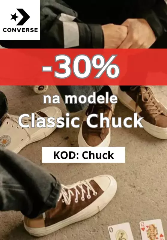 Converse - gazetka promocyjna -30% na modele Classic Chuck od piątku 19.07 do poniedziałku 22.07