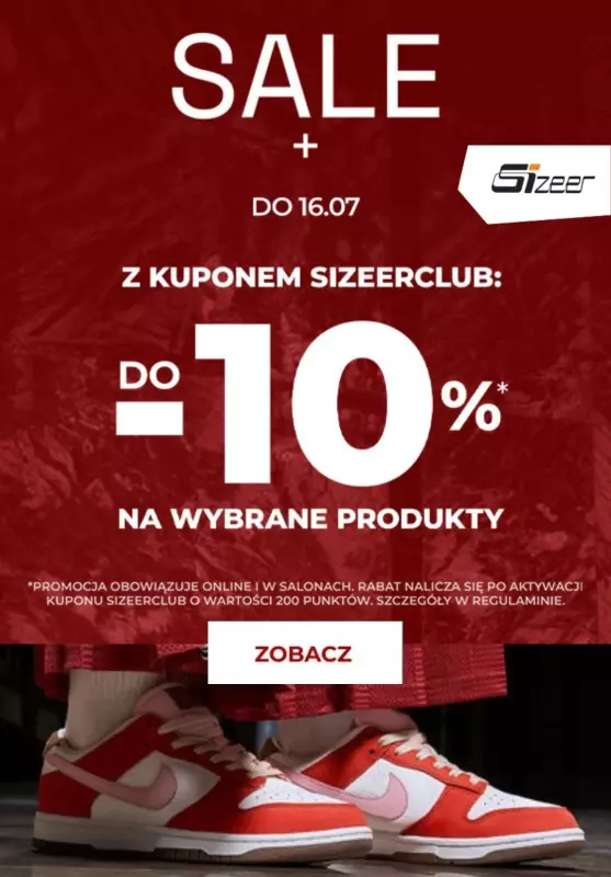 Sizeer - gazetka promocyjna Do -10% na wybrane produkty w Klubie od poniedziałku 15.07 do wtorku 16.07