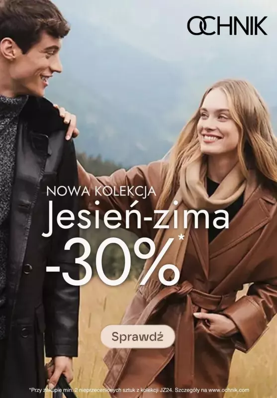 #Moda na jesień - gazetka promocyjna Ochnik | -30% na nową kolekcję przy zakupie min. 2szt od piątku 27.09 do poniedziałku 30.09