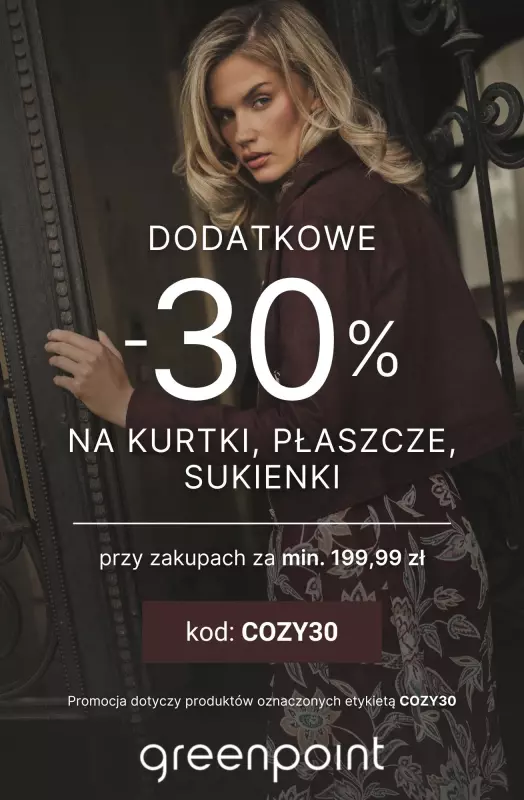 #Moda na jesień - gazetka promocyjna Greenpoint | Extra -30% na kurtki, płaszcze i sukienki od 199,99 zł od czwartku 02.10 