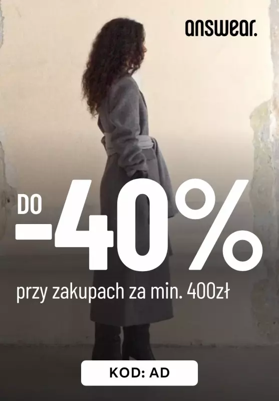 #Moda na jesień - gazetka promocyjna Answear | Do -40% przy zakupach za min. 400 zł od wtorku 14.10 do środy 22.10