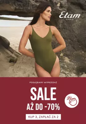 #Moda na lato - gazetka promocyjna Etam | Do -70% wyprzedaż: kup 3 zapłać za 2 od piątku 11.07 do środy 16.07