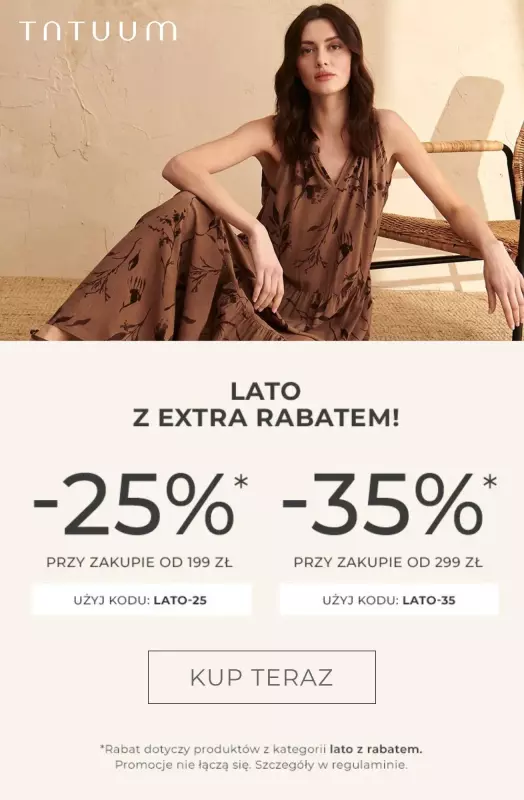 #Moda na lato - gazetka promocyjna Tatuum | Lato z EXTRA RABATEM do -35% od środy 16.07 do piątku 18.07