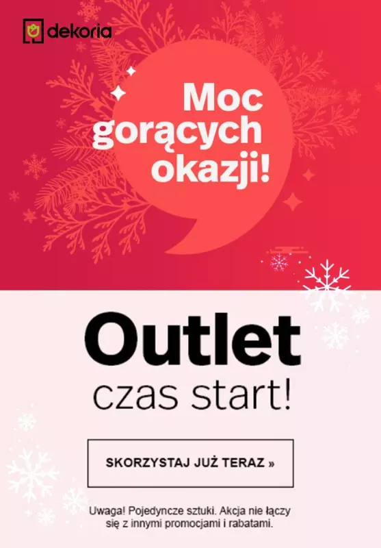 Dekoria - gazetka promocyjna OUTLET czas start! od czwartku 21.12 do piątku 29.12