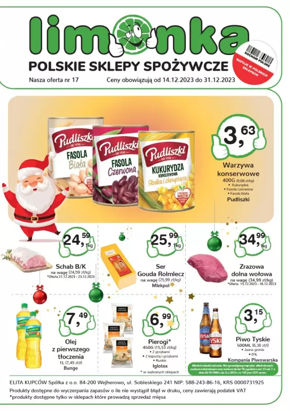 Limonka - gazetka promocyjna Gazetka od piątku 15.12 do niedzieli 31.12