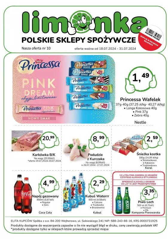 Limonka - gazetka promocyjna Plakat od czwartku 18.07 do środy 31.07