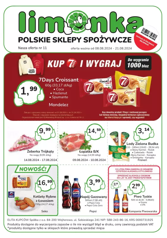 Limonka - gazetka promocyjna Gazetka od czwartku 08.08 do środy 21.08