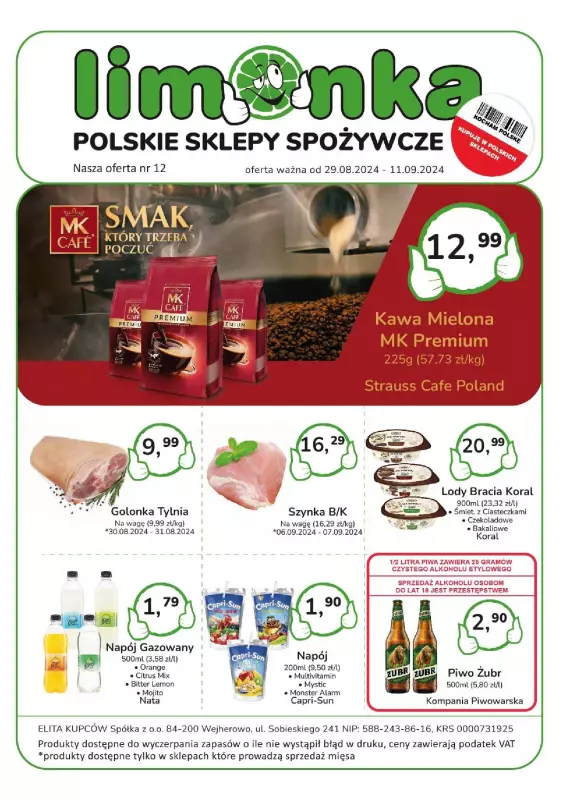 Limonka - gazetka promocyjna Gazetka od czwartku 29.08 do środy 11.09