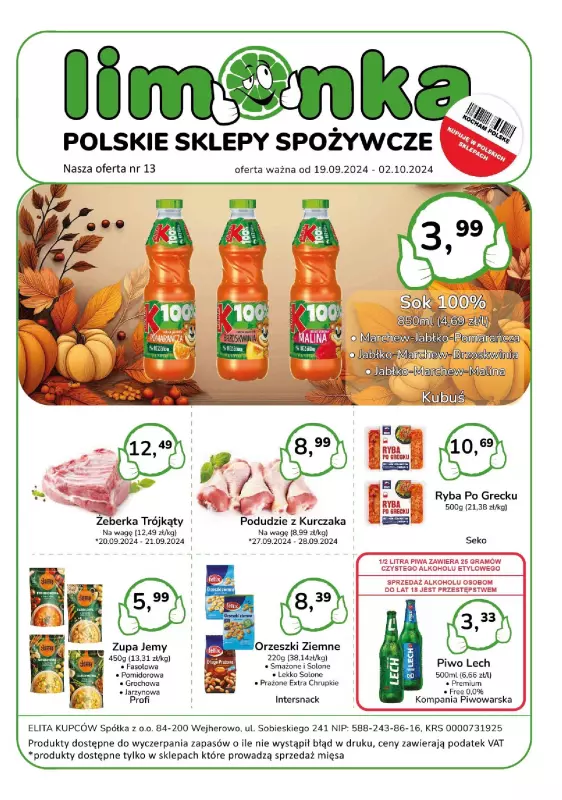 Limonka - gazetka promocyjna Gazetka od czwartku 19.09 do środy 02.10