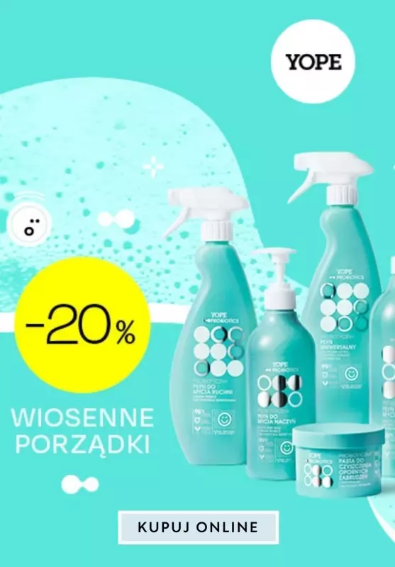 Yope - gazetka promocyjna -20% na produkty do sprzątania od czwartku 21.03 do niedzieli 31.03