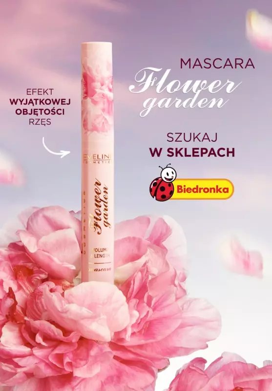 Eveline Cosmetics - gazetka promocyjna NOWOŚĆ! Mascara Flower Garden tylko w Biedronce od piątku 15.03 do poniedziałku 01.04