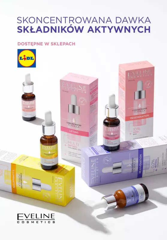 Eveline Cosmetics - gazetka promocyjna Skoncentrowana dawka składników aktywnych tylko w LIDL od wtorku 25.06 do środy 03.07