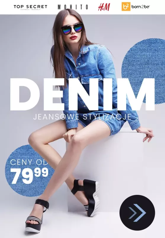 2024 Nowe kolekcje - gazetka promocyjna DENIM - jeansowe stylizacje od 79,99 | Mohito, born2be, H&M... od soboty 24.02 do poniedziałku 26.02