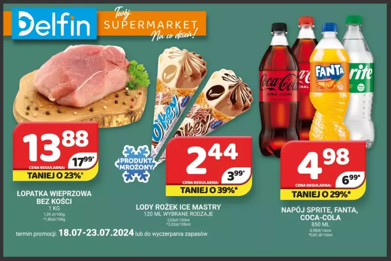 Delfin - gazetka promocyjna Plakat promocyjny od poniedziałku 22.07 do wtorku 23.07