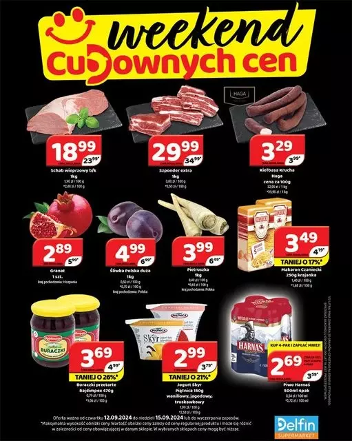 Delfin - gazetka promocyjna Weekend cudownych cen od czwartku 12.09 do niedzieli 15.09