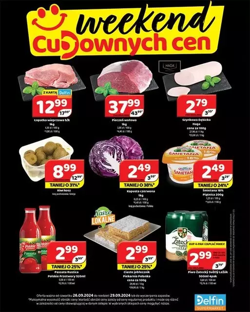 Delfin - gazetka promocyjna Weekend cudownych cen od czwartku 26.09 do niedzieli 29.09