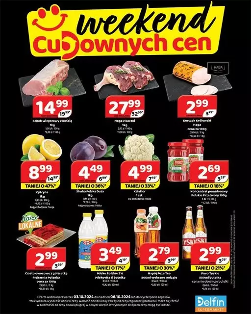 Delfin - gazetka promocyjna Weekend cudownych cen od czwartku 03.10 do niedzieli 06.10