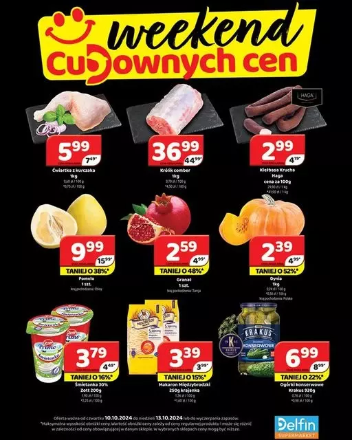 Delfin - gazetka promocyjna Weekend cudownych cen od czwartku 10.10 do niedzieli 13.10