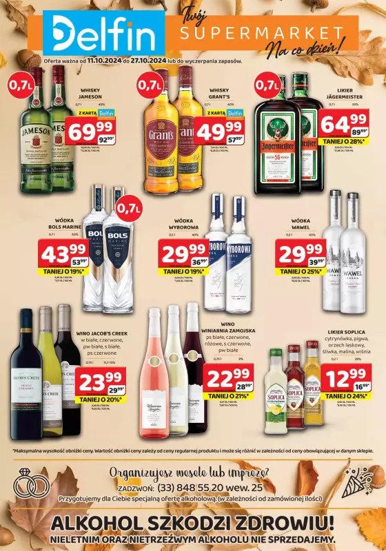 Delfin - gazetka promocyjna Oferta alkoholowa  do niedzieli 27.10