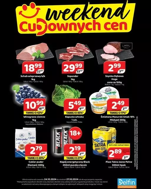 Delfin - gazetka promocyjna Weekend cudownych cen od czwartku 24.10 do niedzieli 27.10