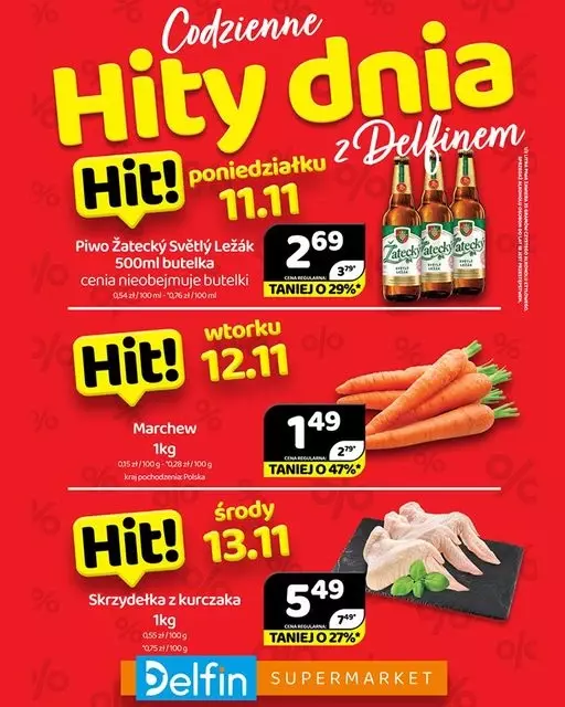 Delfin - gazetka promocyjna Codzienne hity dnia od wtorku 12.11 do środy 13.11