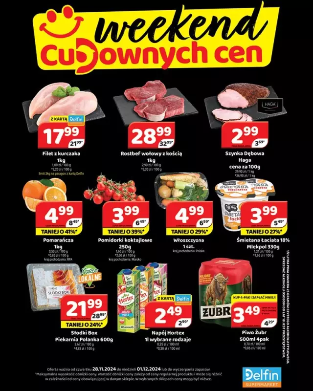 Delfin - gazetka promocyjna Weekend cudownych cen od czwartku 28.11 do niedzieli 01.12