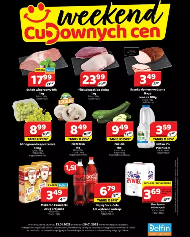 Delfin - gazetka promocyjna Weekend cudownych cen od czwartku 23.01 do niedzieli 26.01