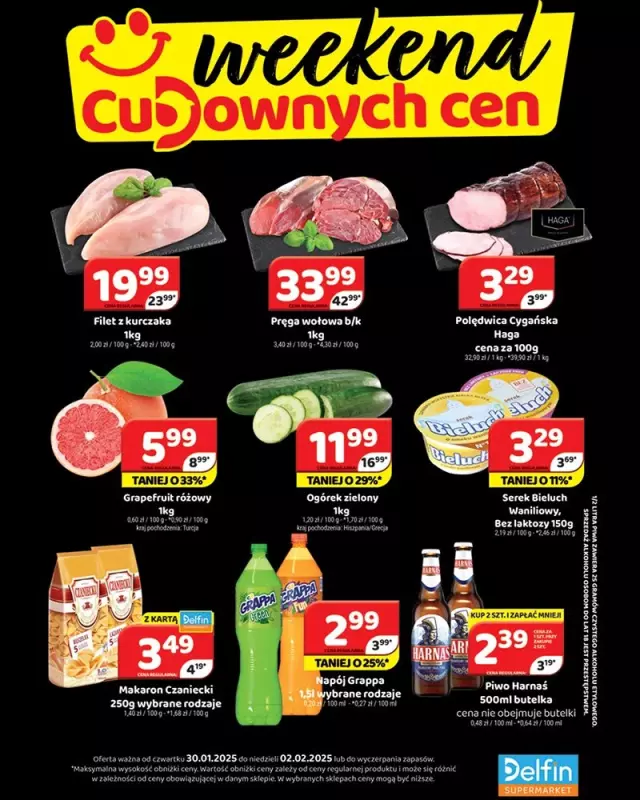 Delfin - gazetka promocyjna Weekend cudownych cen od czwartku 30.01 do niedzieli 02.02