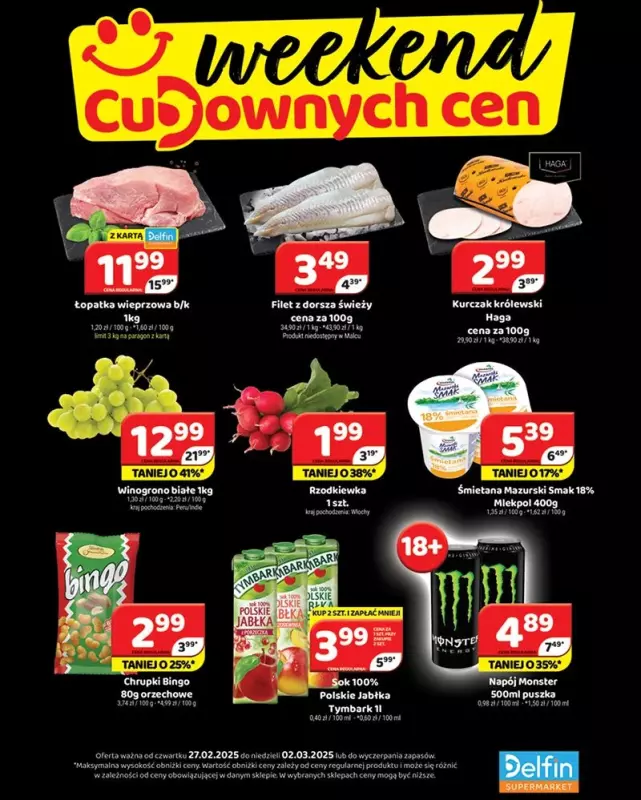 Delfin - gazetka promocyjna Weekend cudownych cen od czwartku 27.02 do niedzieli 02.03