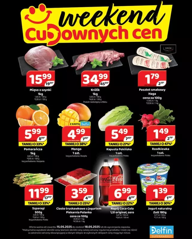 Delfin - gazetka promocyjna Weekend cudownych cen od piątku 16.05 do niedzieli 18.05