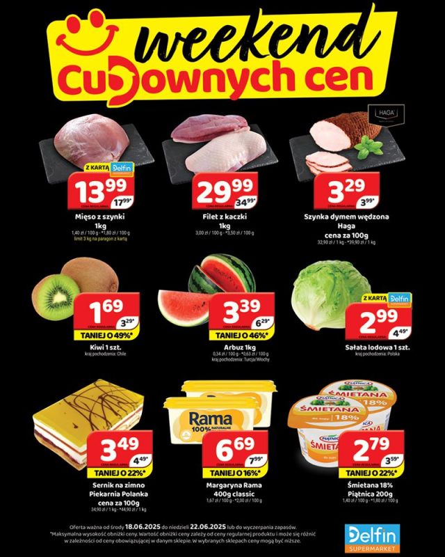 Delfin - gazetka promocyjna Weekend cudownych cen od środy 18.06 do niedzieli 22.06