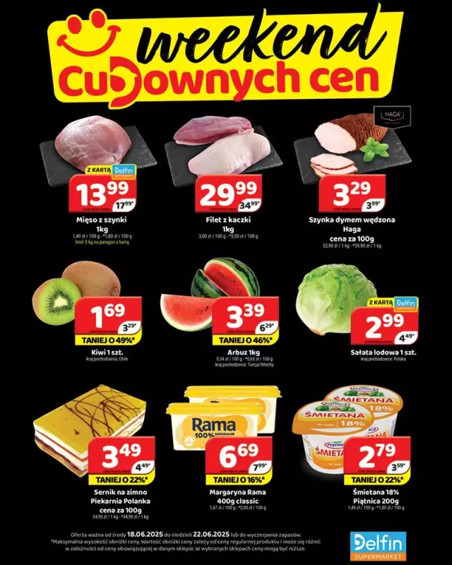 Delfin - gazetka promocyjna Weekend cudownych cen od środy 18.06 do niedzieli 22.06