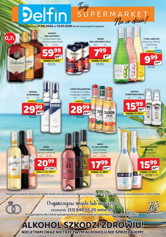 Delfin - gazetka promocyjna Oferta alkoholowa  do niedzieli 13.07