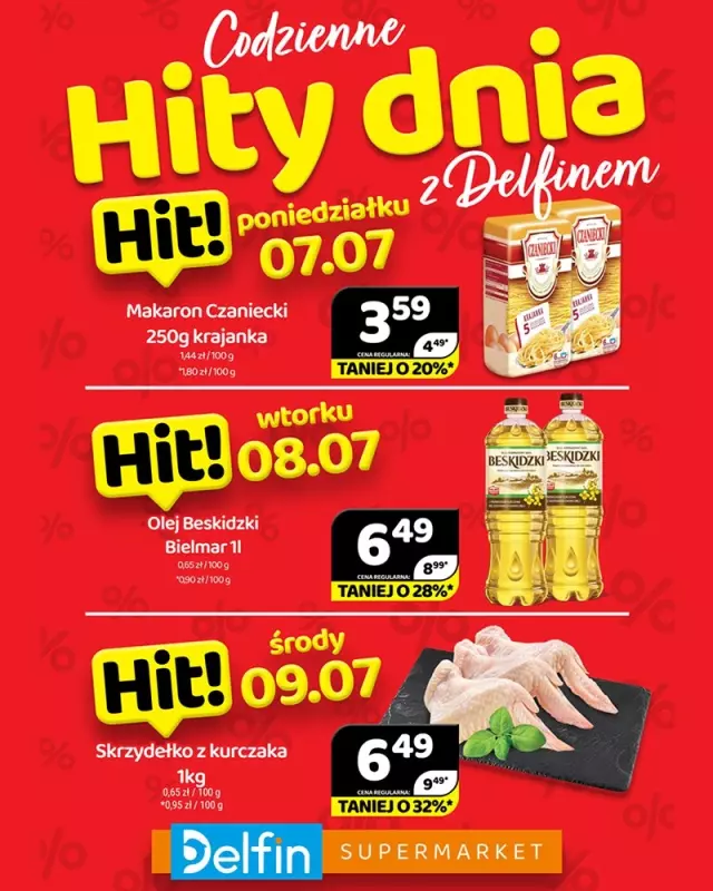 Delfin - gazetka promocyjna Codzienne hity dnia od poniedziałku 07.07 do środy 09.07