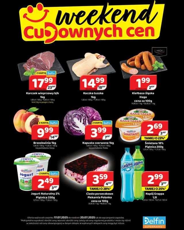 Delfin - gazetka promocyjna Weekend cudownych cen od czwartku 17.07 do niedzieli 20.07