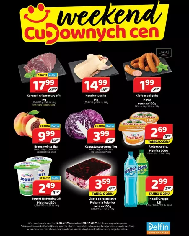 Delfin - gazetka promocyjna Weekend cudownych cen od czwartku 17.07 do niedzieli 20.07