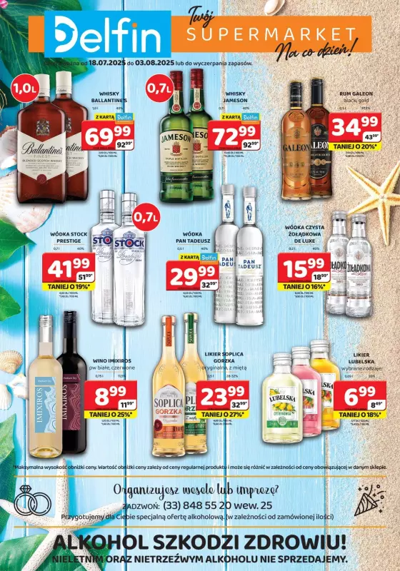 Delfin - gazetka promocyjna Ulotka alkoholowa  do niedzieli 03.08